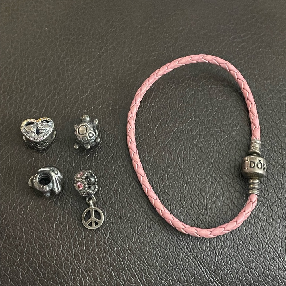 Authentic! Leather Pandora Charm Bracelet